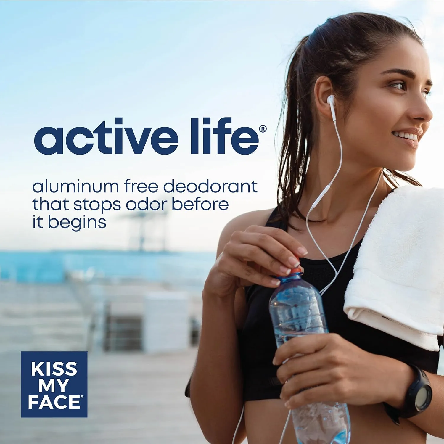 Kiss My Face Active Life Fragrance Free Deodorant, Aluminum Free Deodorant For Women And Men, With Added Grapefruit Seed Extract, Rosemary And Sage, 2.48 Oz Stick, 6 Pack