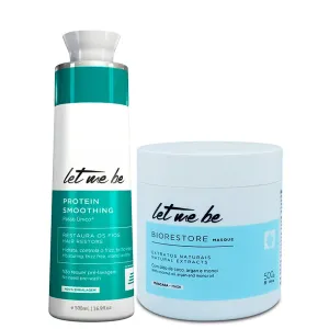 Kit Let Me Be Smoothing System Mask Protein Smoothing Biorestore Masque Hair Care 2x500ml/2x16.9 fl.oz