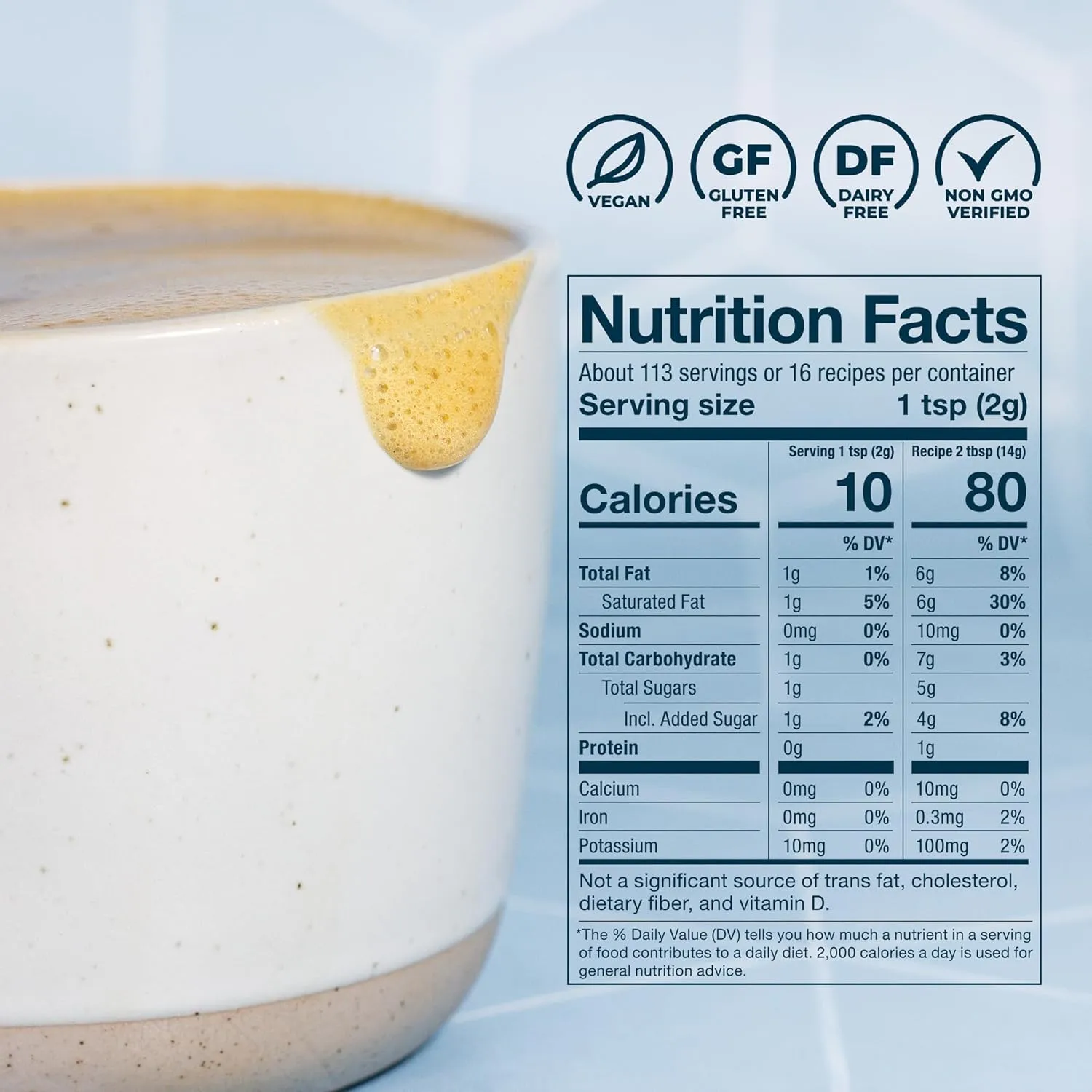 Laird Superfood Non-Dairy Coconut Powder Creamer - Sweet & Creamy   Adaptogens - Superfood Creamer with Functional Mushrooms - Non-GMO, Vegan, 16 oz. Bag, Pack of 1