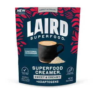 Laird Superfood Non-Dairy Coconut Powder Creamer - Sweet & Creamy   Adaptogens - Superfood Creamer with Functional Mushrooms - Non-GMO, Vegan, 16 oz. Bag, Pack of 1