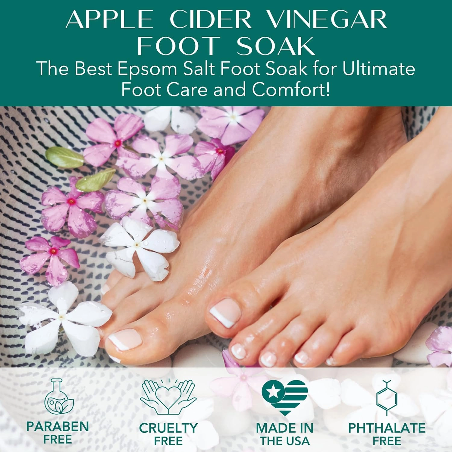 Laki Naturals Apple Cider Vinegar Foot Soak, Foot Detox Soak, Pedicure Soak, Foot Soak Callus Remover, Foot Treatment, Epsom Salt Foot Soak with Hawaiian Sea Salts (10 oz) (Mint & Eucalyptus)