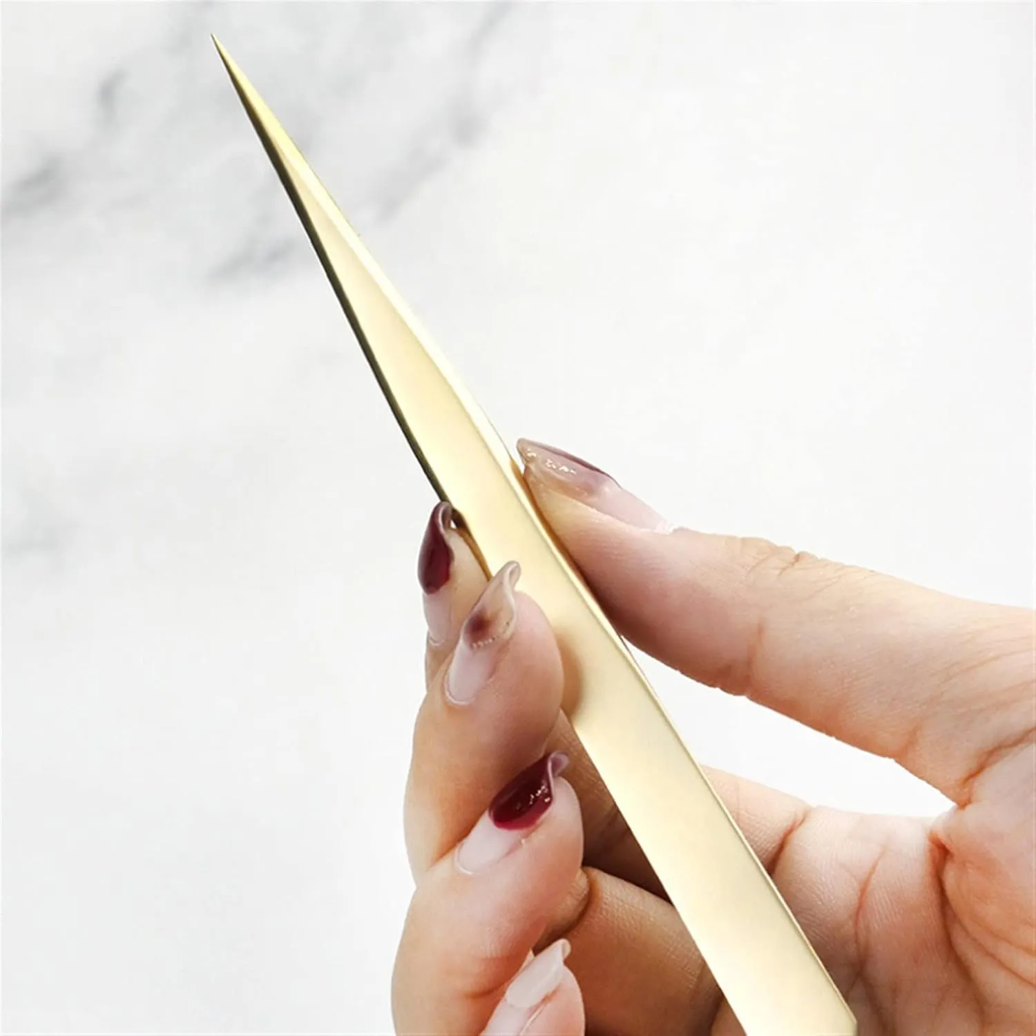 Lash Tweezers False Eyelash Tweezers Stainless Steel Super Hard Tweezers High Precision Anti-Static Eyelash Extension Tool (Color : Gold, Size : 02) (Gold 2)