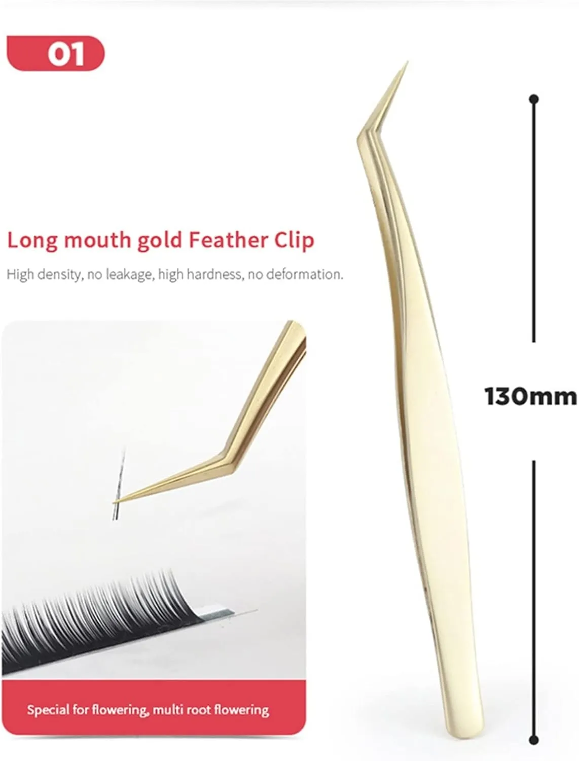Lash Tweezers False Eyelash Tweezers Stainless Steel Super Hard Tweezers High Precision Anti-Static Eyelash Extension Tool (Color : Gold, Size : 02) (Gold 2)