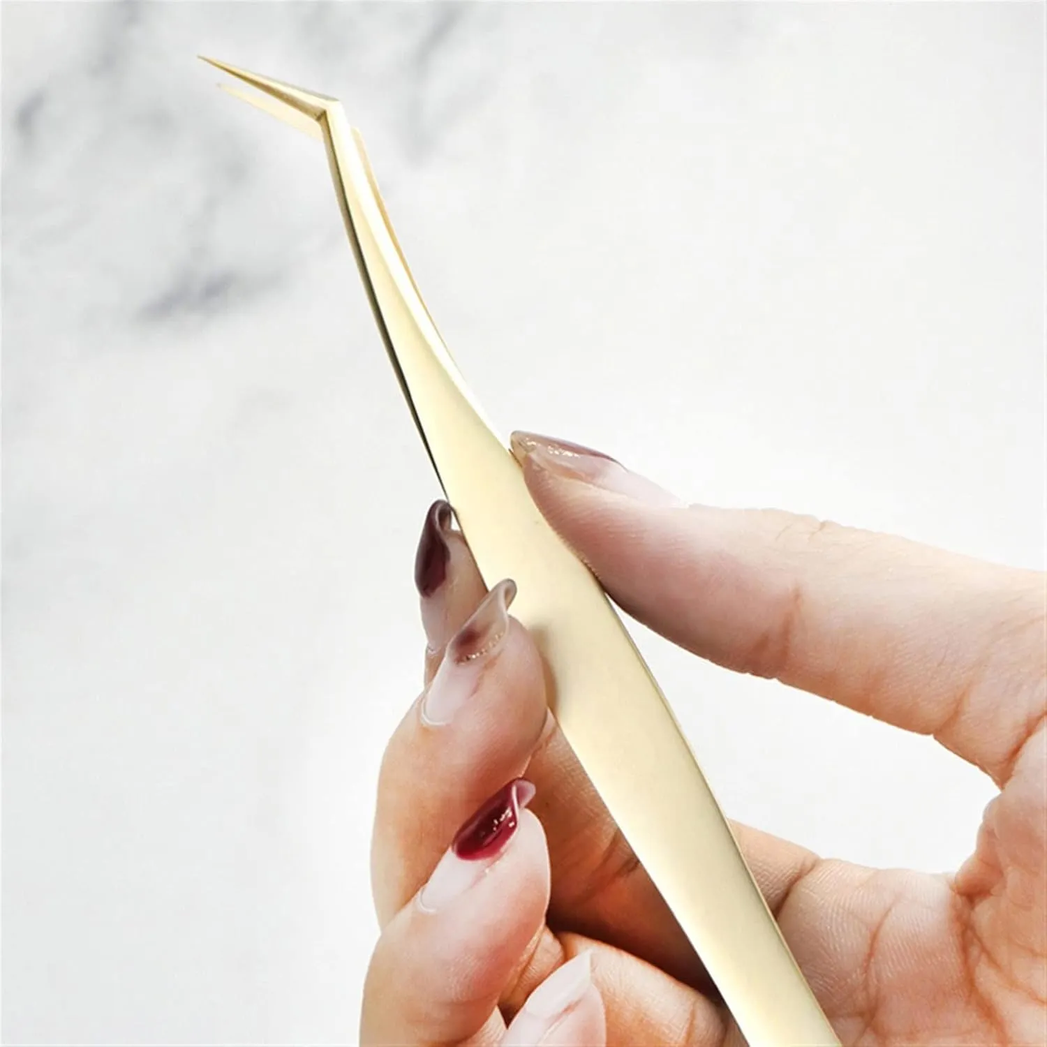 Lash Tweezers False Eyelash Tweezers Stainless Steel Super Hard Tweezers High Precision Anti-Static Eyelash Extension Tool (Color : Gold, Size : 02) (Gold 2)