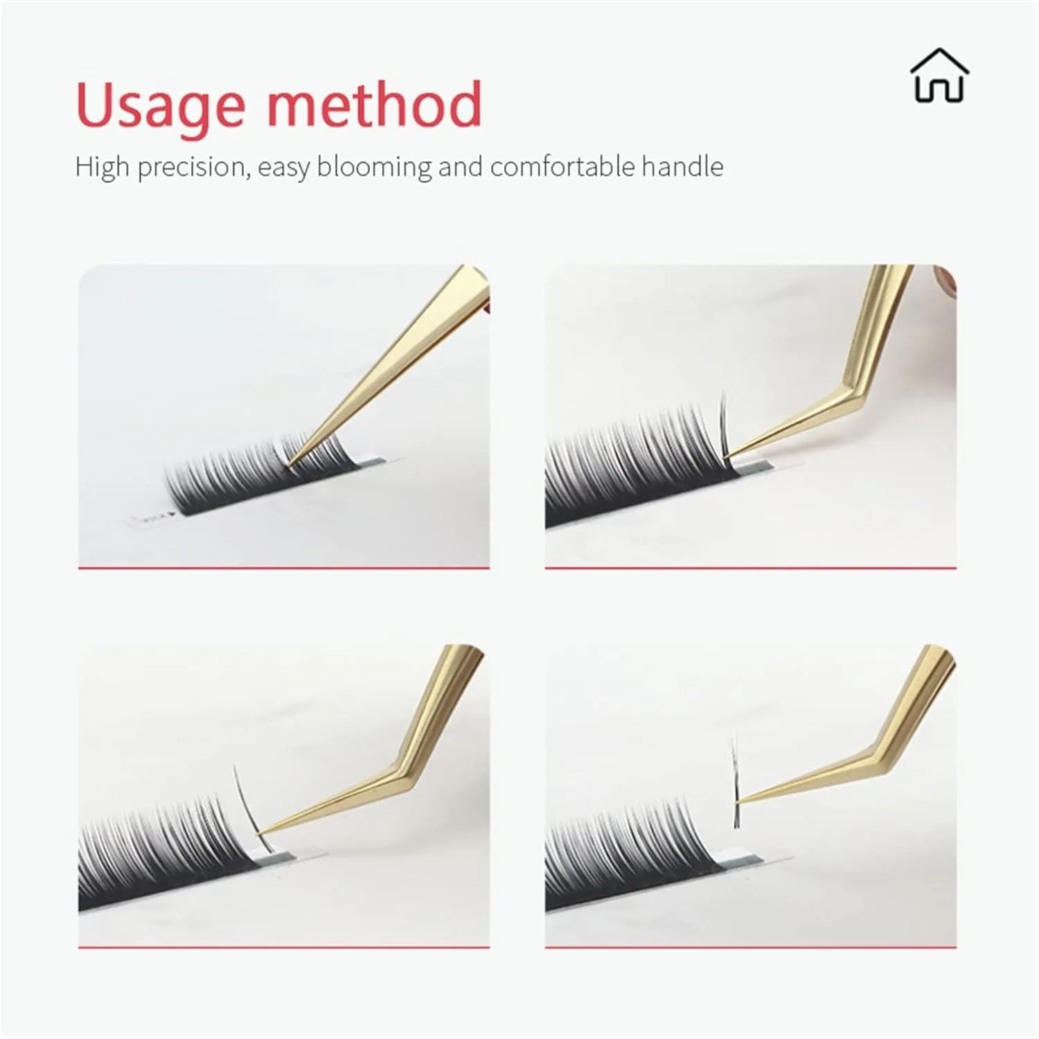 Lash Tweezers False Eyelash Tweezers Stainless Steel Super Hard Tweezers High Precision Anti-Static Eyelash Extension Tool (Color : Gold, Size : 02) (Gold 2)