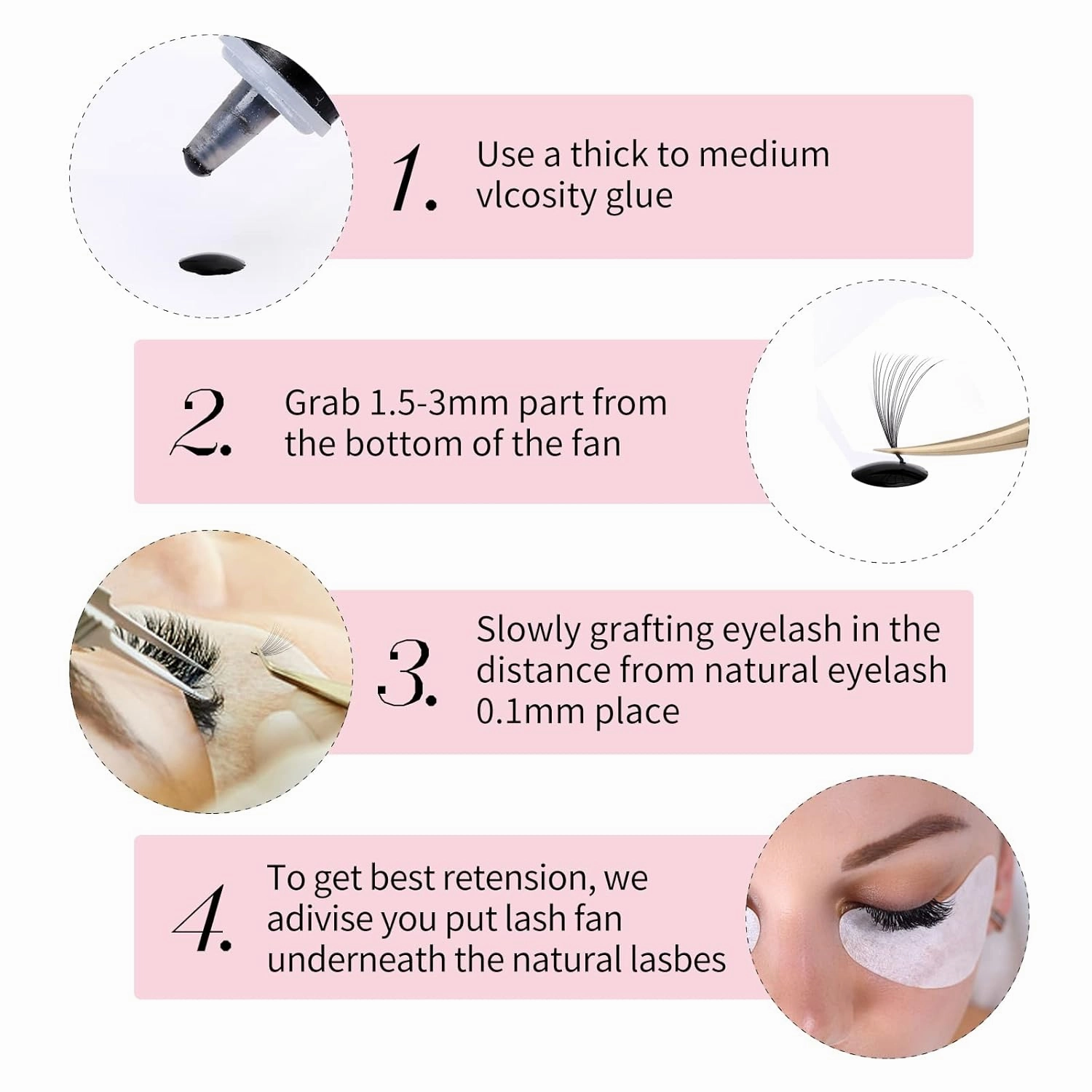 Lash Extension 1000pcs Mixed Premade Fans Eyelash Extensions D Curl Promades Eyelash Volume Lash Extensions Loose Fans Pre Made Volume Lashes Pointed Base (14D-0.05D, 9-16mm)