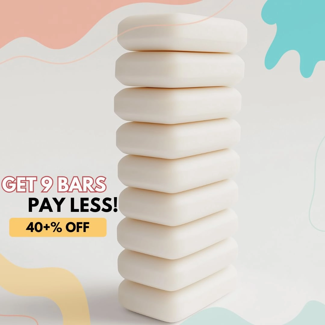 Lather Kids Soap Bar Body Wash and Apply to Sensitive Skin – Hypoallergenic and Gentle, Soothing Dryness, Eczema, and Psoriasis – Let the Natural Coconut Moisture Hydrate and Soothe. 9-Bar Pack.