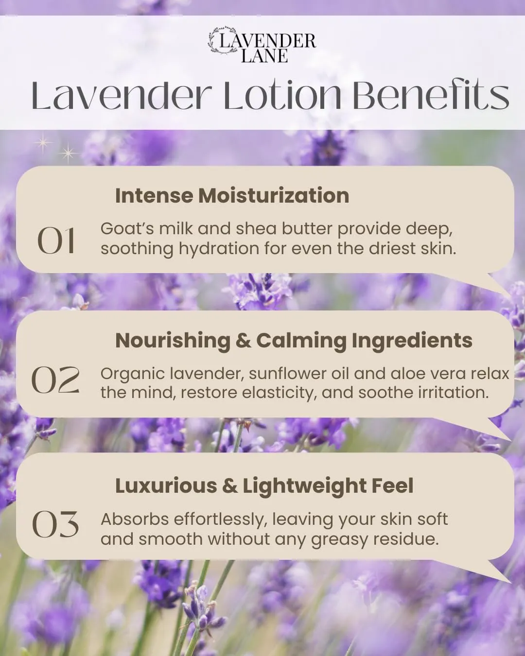 LAVENDER LANE Lavender Goat's Milk Hand & Body Lotion, 9 oz - USA Lavender Farm, Free Sachet Included, Organic Shea Butter, Organic Sunflower Oil.