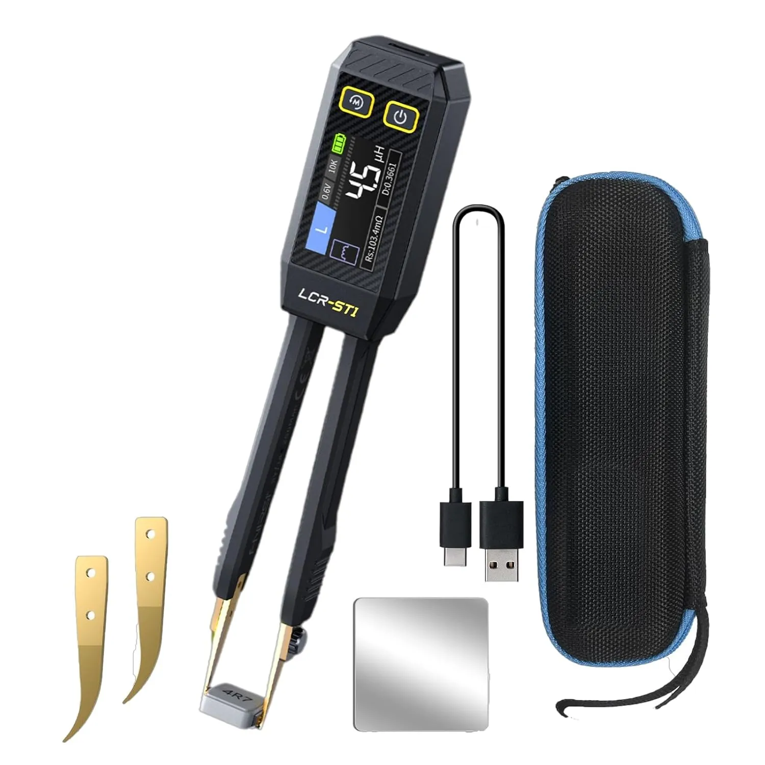 LCR-ST1 LCR Meter, 100Hz/1kHz/10kHz LCR Meter Tweezers, Mini Smart SMD Tester ESR Meter, Diode Continuity Tester, Inductance Capacitance Meter, Auto Component Recognition
