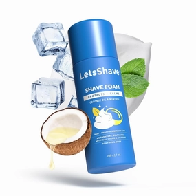 Lets/Shave Sensitive Shave Foam For Men - 200 g, Skin Nourishing, Coconut Oil Enriched Shave Foam for Sensitive Skin, No Artificial Color and No Alcohol