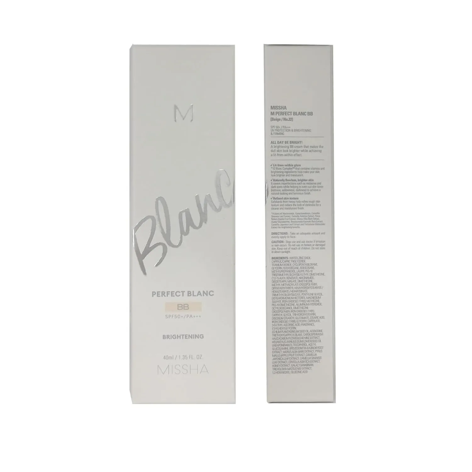 lightness & Brightening Makeup for MISSHA M Perfect Blanc BB Creams(1.35fl.oz.), No.22 Beige