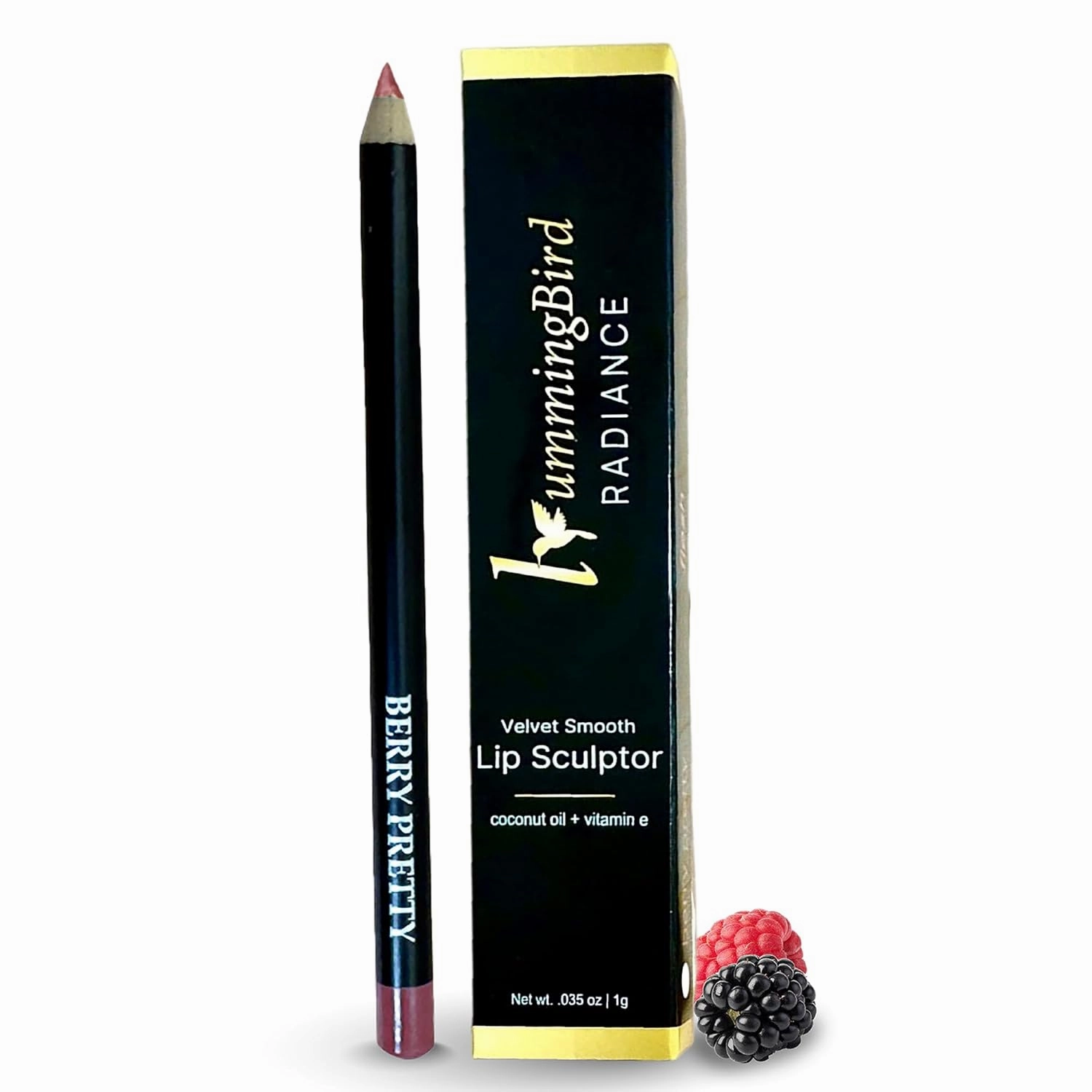 Lip Pencil with vitamin E, plant-based oils(Sunflower & Coconut). Provides hydration and moisture, enhances lip definition, and smooth comfortable wear. Berry Pretty color.