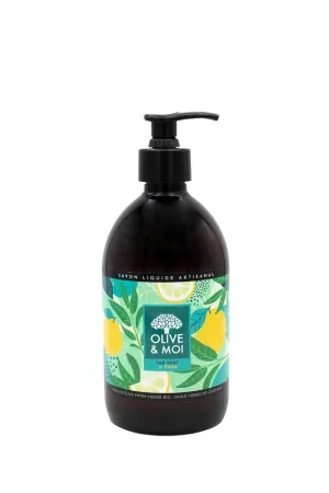 Liquid hand soap green tea and yuzu - 16.9 Fl Oz Organic extra virgin olive oil mix with organic coconut oil with green tea and yuzu flower scent - Liquid apothecary handsoap that is aromatic and nourishing - Made in France