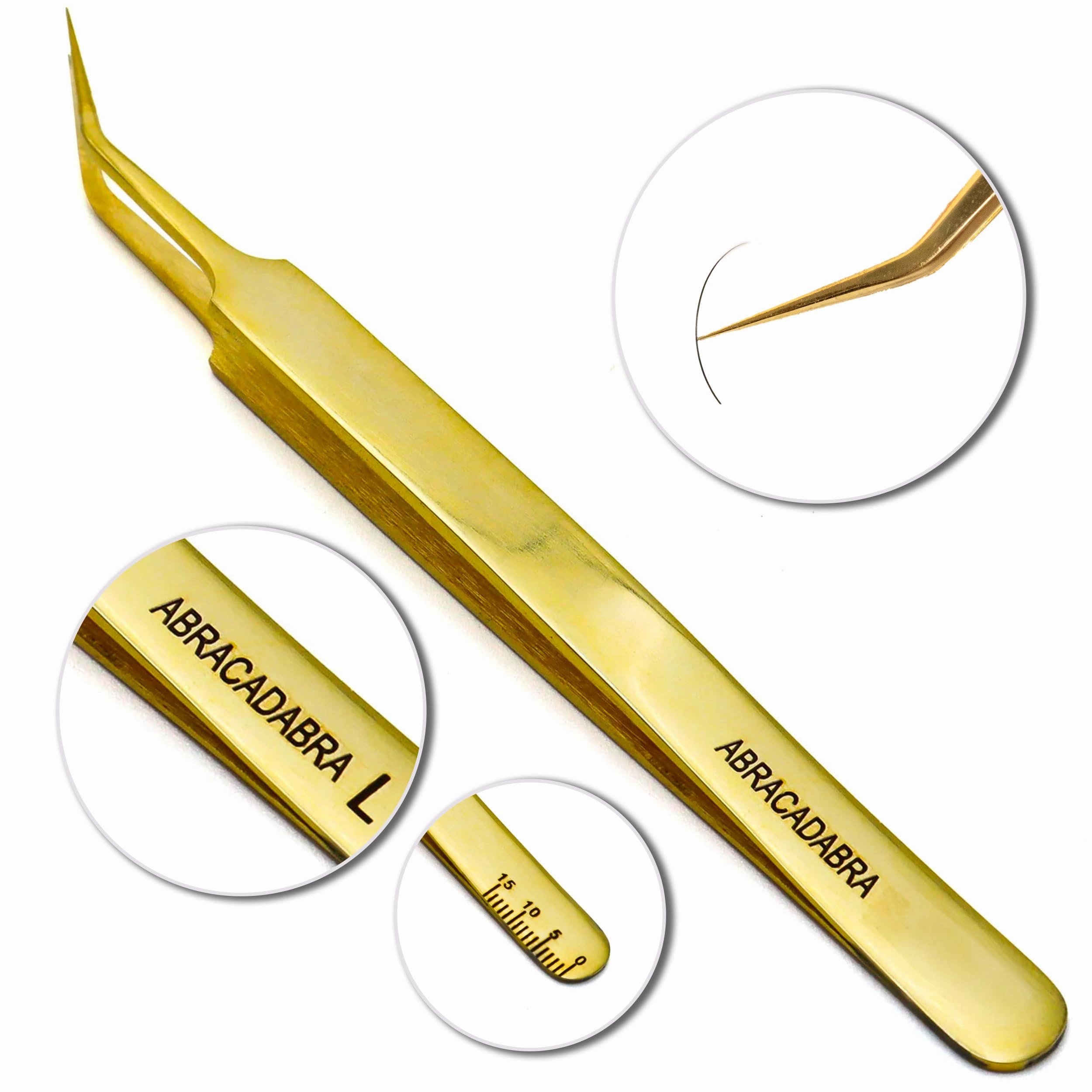 LLBA Lash Tweezer Professional Volume False Lash Application Tool | Multi Shapes & Purposes Tweezers | Non-Slip Grip Tweezers for Volume, Isolation & Classic Lashes (Gold, Abracadabra Isolation)