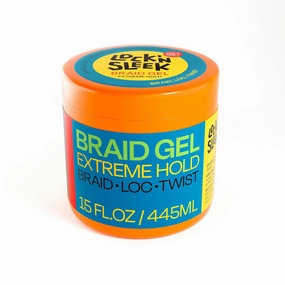 LOCK'N SLEEK Braiding Gel, Extreme Hold Braid, Loc, and Twist, Flake-Free, Tames Frizz, and Contol Edge (15 Fl Oz (Pack of 1))