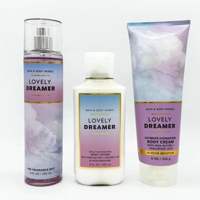 Lovely Dreamer 3-Piece Bath Bundle | Fine Fragrance Mist, Daily Nourishing Body Lotion and Ultimate Hydration Body Cream