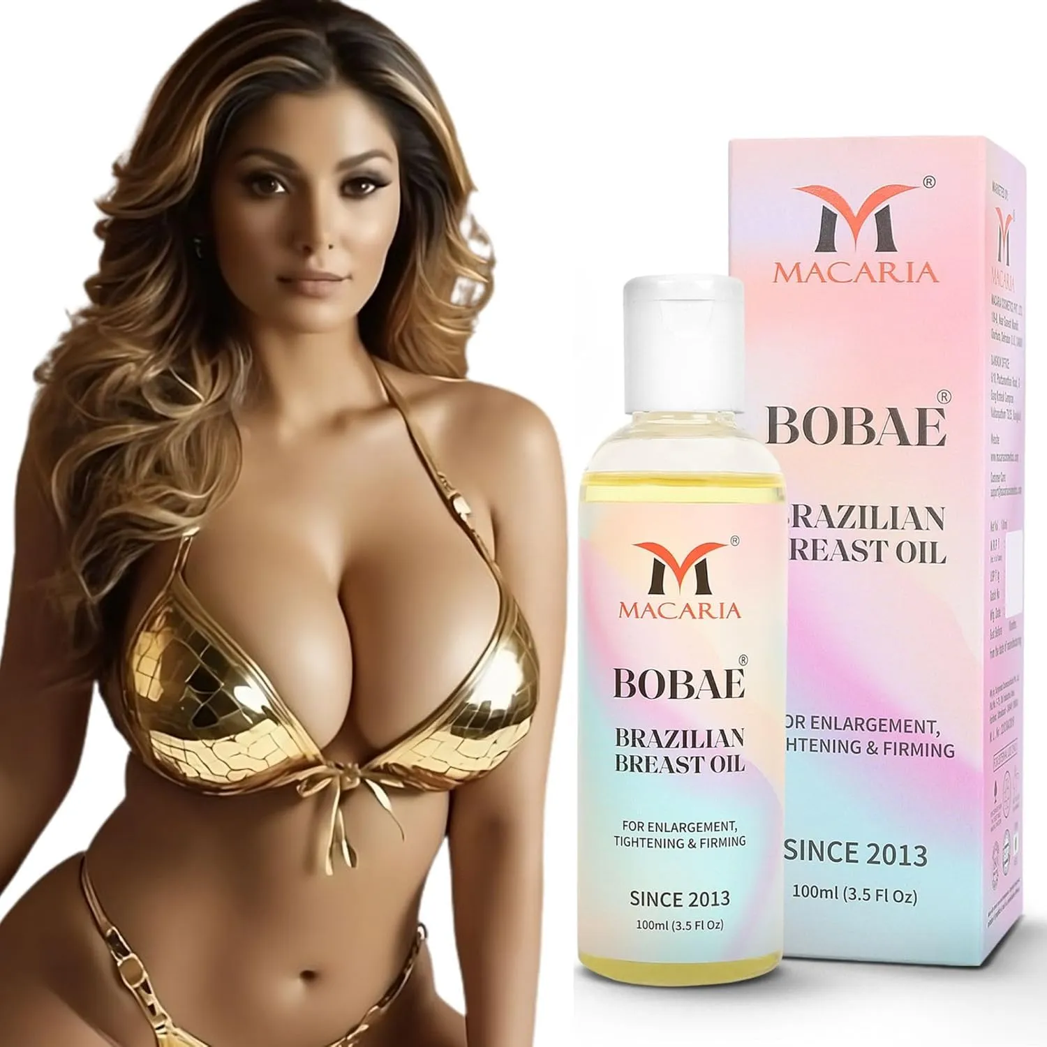 MACARIA Bobae Brazilian Breast Lift Oil Brazilian Breast Care Cream, Breast Grow Fast Cream, Strengthens Skin Elasticity & Firmness breast cream enlargement Grow Fast