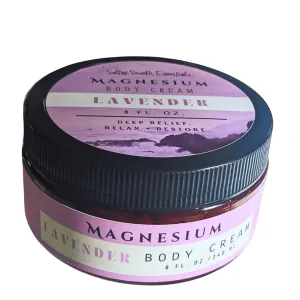 Magnesium Body Cream, Soothing Support for Trouble Sleeping, Migranes, Skin Hydration Cell Function, Handcrafted with Nourishing Avocado & Coconut Oils with Shea Butter. (8 oz)