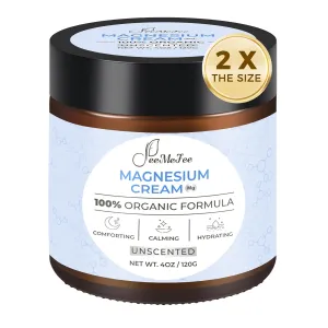 Magnesium Lotion for Sleep, Natural Magnesium Cream for Leg Cramps, Magnesium Butter with Coconut Oil, Shea Butter, Vitamin E, Safe for Kids, Unscented 4 oz