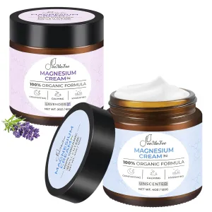 Magnesium Lotion, Natural Magnesium Cream, Magnesium Butter with Coconut Oil, Shea Butter, Vitamin E, Lavender, 6 oz