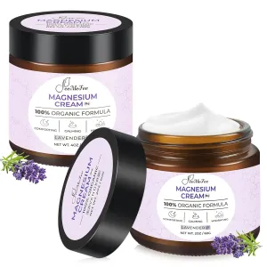 Magnesium Lotion, Natural Magnesium Cream, Magnesium Butter with Coconut Oil, Shea Butter, Vitamin E, Lavender, 6 oz