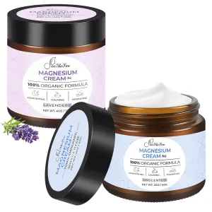 Magnesium Lotion, Natural Magnesium Cream, Magnesium Butter with Coconut Oil, Shea Butter, Vitamin E, Lavender, 6 oz