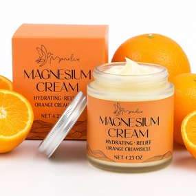 Magnesium Cream for Sleep - Topical Magnesium for Women, Muscle Relaxation, Calm, Moisturizing with Coconut Oil, Shea Butter & Hyaluronic Acid, 4.23 OZ, Safe for Kids (4.23 Ounce, Orange)