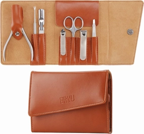 Manicure Set - 7 Pcs Stainless Steel, Professional Fingernail & Toenail Clippers for Thick Nails, Nail Clippers Setwith Leather Portable Travel Case Gift Box, Suitable for Adult Seniors Men Women