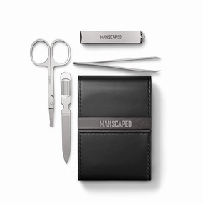 MANSCAPED® Shears 2.0 Tempered Stainless Steel Men's Nail Kit, Fingernail Clippers, Safety Scissors, Tweezers and Nail File, Travel Manicure Pedicure Set, 4-Piece Luxury Grooming Kit with Compact Case