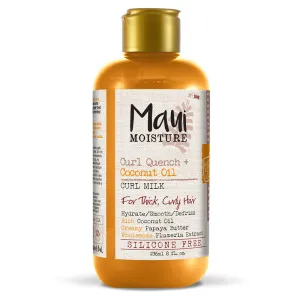 Maui Moisture Curl Quench   Coconut Oil Anti-Frizz Curl-Defining Hair Milk to Hydrate and Detangle Tight Curly Hair, Softening Leave-In Treatment, Vegan, Silicone & Paraben-Free, 8 fl oz
