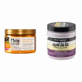 Maui Moisture Curl Quench Coconut Oil Hydrating Smoothie 12 oz & Aunt Jackie's Curl La La Lightweight Defining Custard 15 oz