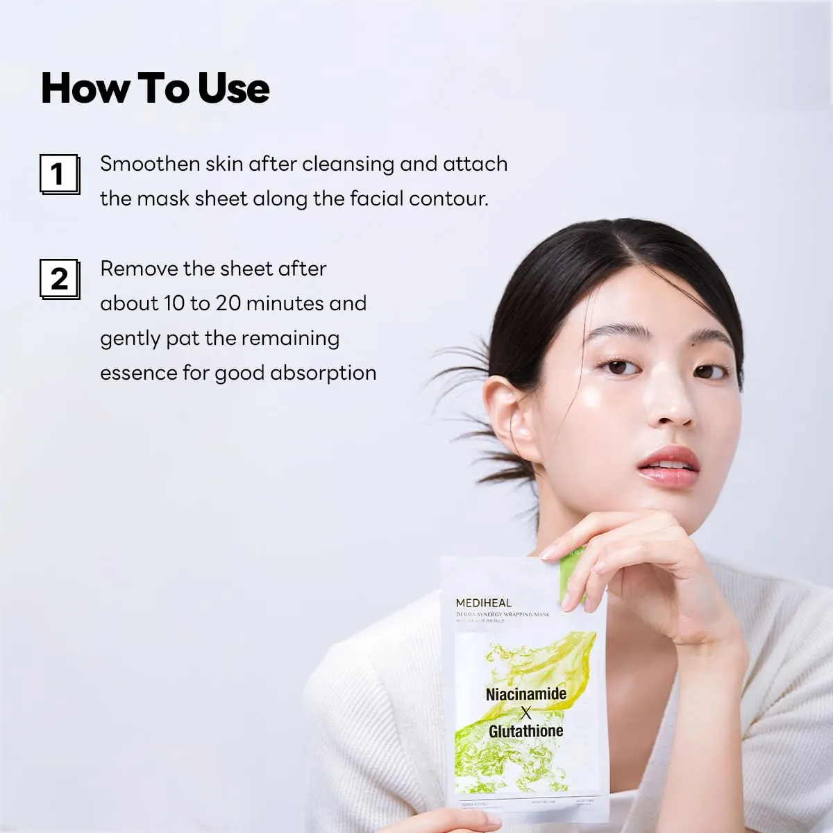 Mediheal Derma Synergy Wrapping Mask for Blemish Care (10 Packs) - Improved Blemish and Skin Brightening with Niacinamide, Glutathione