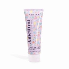 Moisturizing Hand Cream Lotion, Nourishing Skin Care, 4 Ounce Shea Butter, Strawberry and Jasmine Scent, Amethyst
