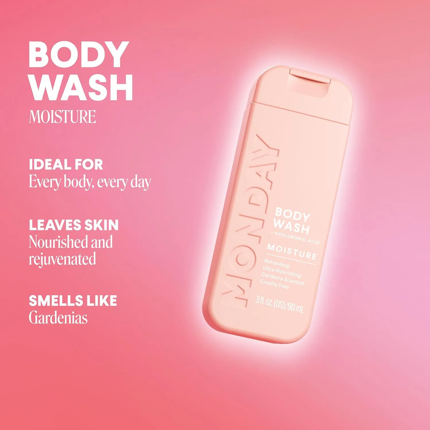 MONDAY Body Wash Moisture Travel Pack -90ML (4 Pack) - Nourishing Ingredients, Shea Butter, Coconut Oil and Grapefruit Extract, Hyrdrate and Replenish Skin