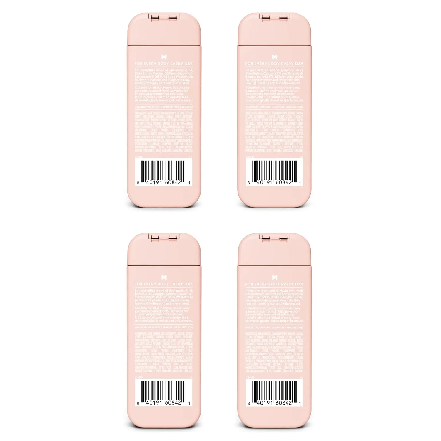 MONDAY Body Wash Moisture Travel Pack -90ML (4 Pack) - Nourishing Ingredients, Shea Butter, Coconut Oil and Grapefruit Extract, Hyrdrate and Replenish Skin
