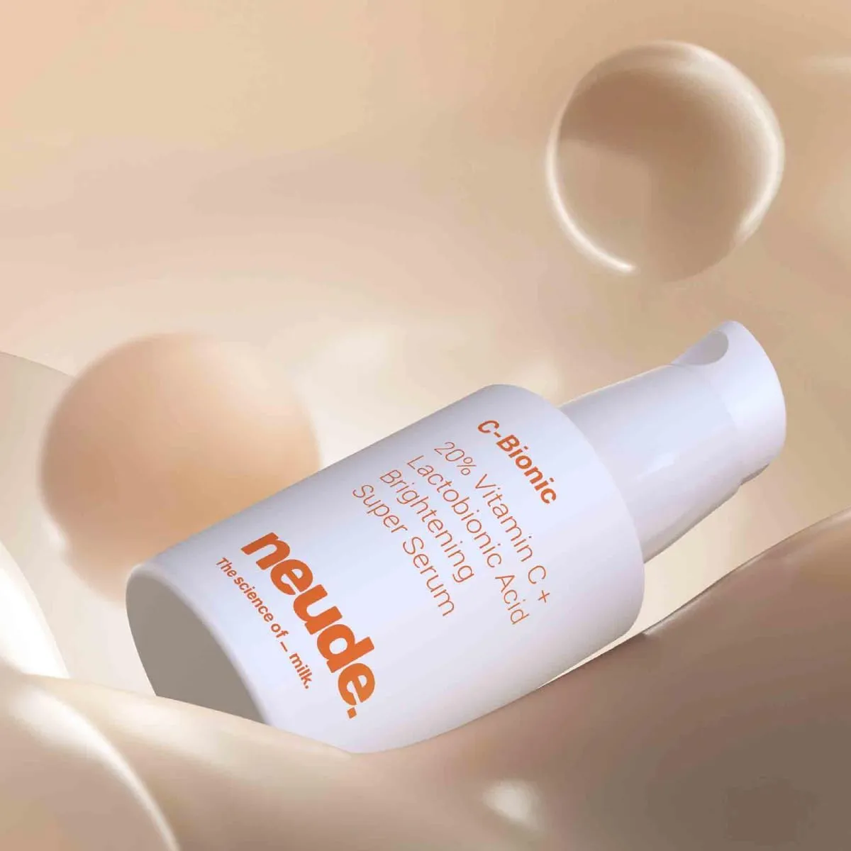 Ne.ude C-Bionic 20% Vitamin C Serum 30ml with Lactobionic Acid for Face Brightening & 24hrs Hydration with Vitamin E Red Algae Gel Kakadu Plum Glutathione.