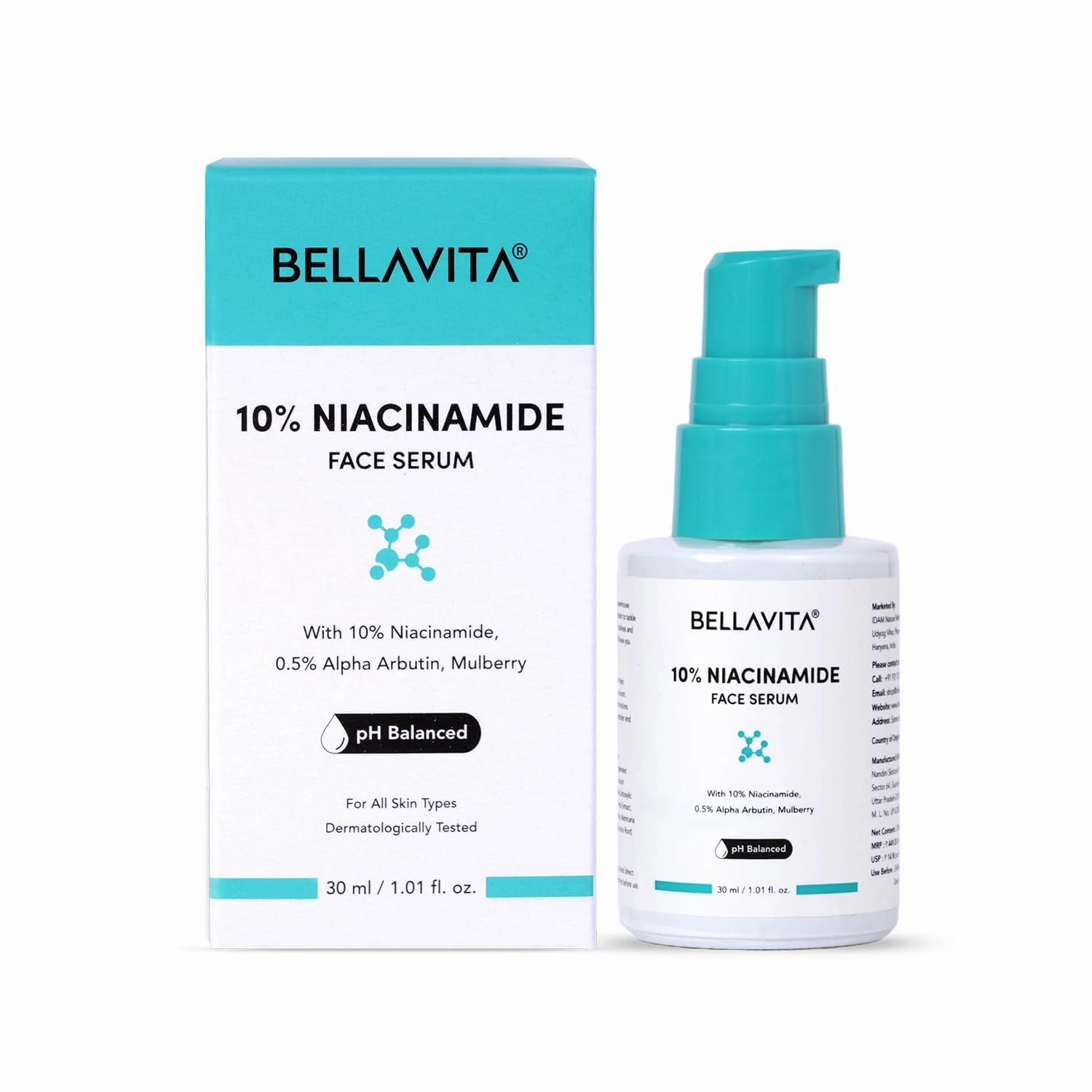 Niacinamide Face Serum | 10% Niacinamide, 0.5% Alpha Arbutin & Hyaluronic Acid | Treats Pigmentation | Repairs Skin Barrier | pH Balanced,Brightening Formula For Men and Women | 30 ml