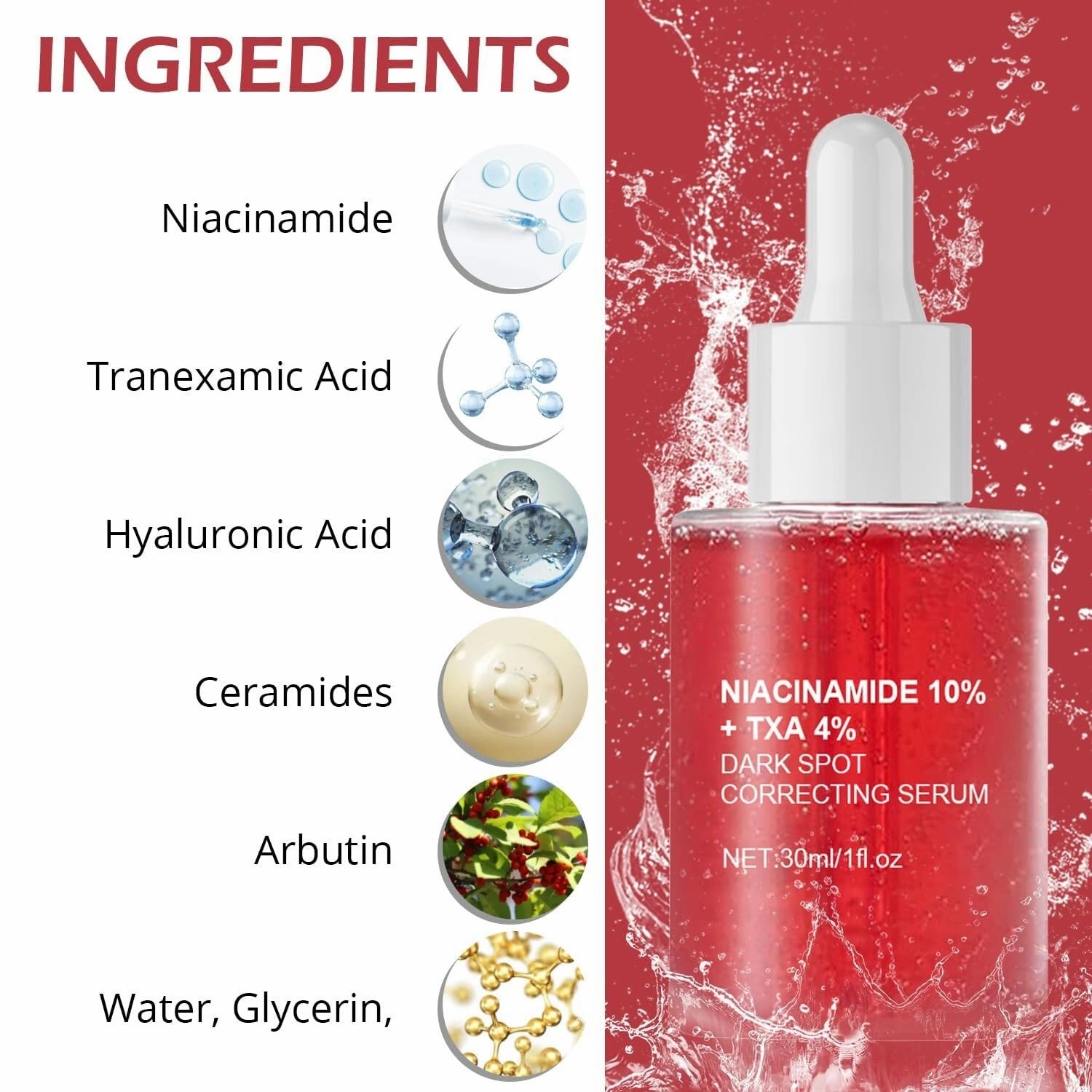Niacinamide Serum 10%   TXA 4% Acid for Face,Hyaluronic Acid Serum for Women,Dull Skin & Fine Lines,Korean Glass Skin,Fragrance-Free (60ml /2 fl.oz.)(2pcs)