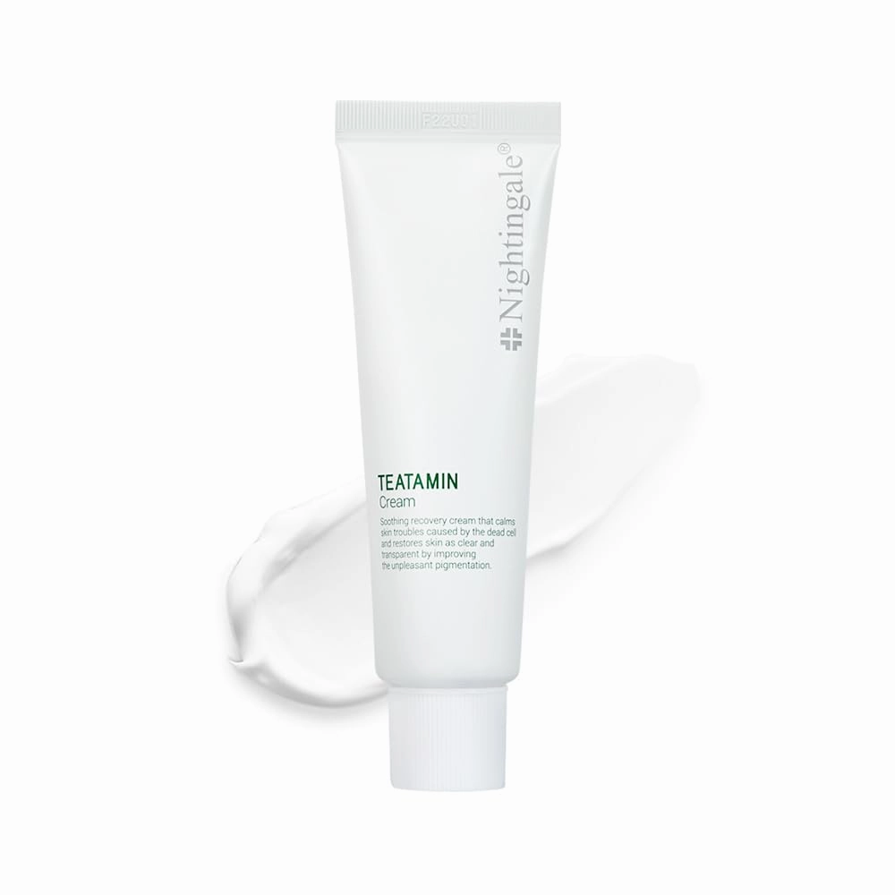 Nightingale TEATAMIN Cream, Redness Relief for face, Moisturizer Face Cream, Tea Tree   Vitamin   AHA, BHA, PHA, Soothing For Acne-prone and Sensitive Skin, Hypoallergenic, Korean Skin Care