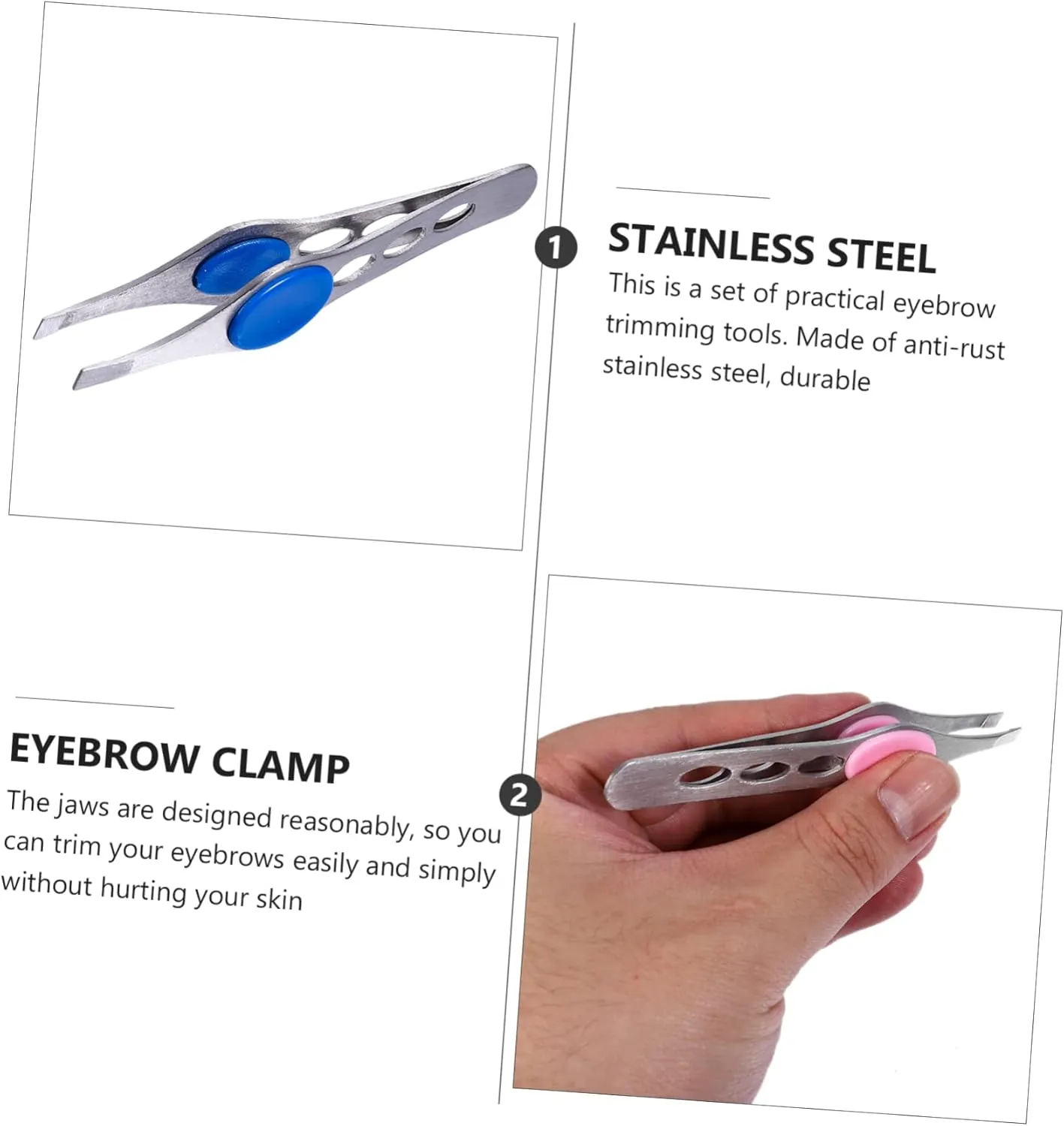 NOLITOY 2sets Elegant Eyebrow Tweezers Set Stainless Steel Tweezers Eyebrow Shaper Grooming Kit 4pcs*2