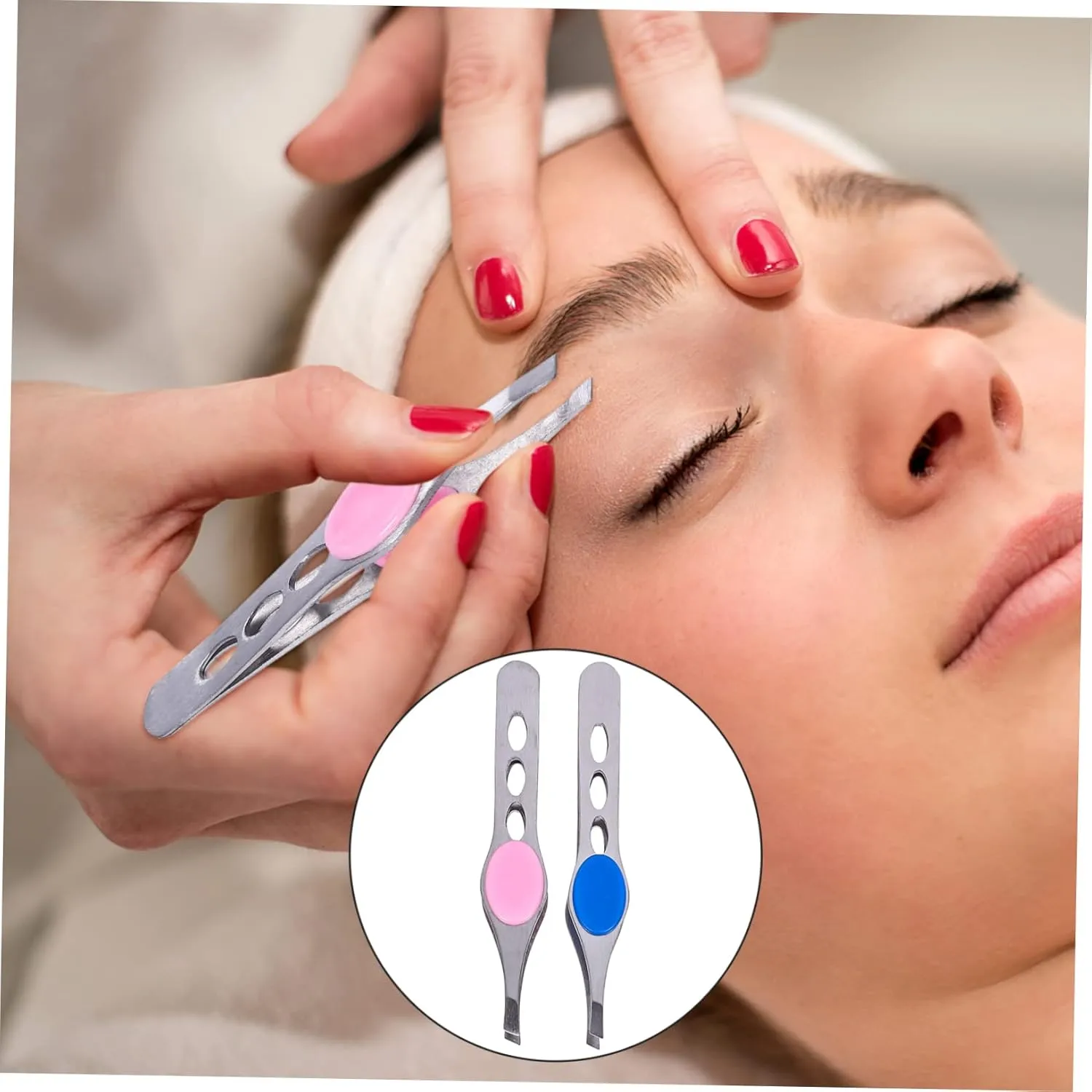 NOLITOY 2sets Elegant Eyebrow Tweezers Set Stainless Steel Tweezers Eyebrow Shaper Grooming Kit 4pcs*2