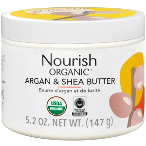 Nourish Organic Argan & Shea Butter – Vanilla Body Butter with Coconut Oil for Skin, Body Lotion for Dry Skin   Washable Cotton Round