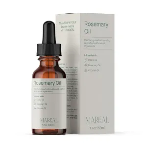 Organic Rosemary Oil for Hair Growth | Infused with Coconut and Castor Oil | Perfect for dry, damaged and thin hair | Light texture | 100% Pure and Natural | 1.7 Fluid Oz | MAREAL