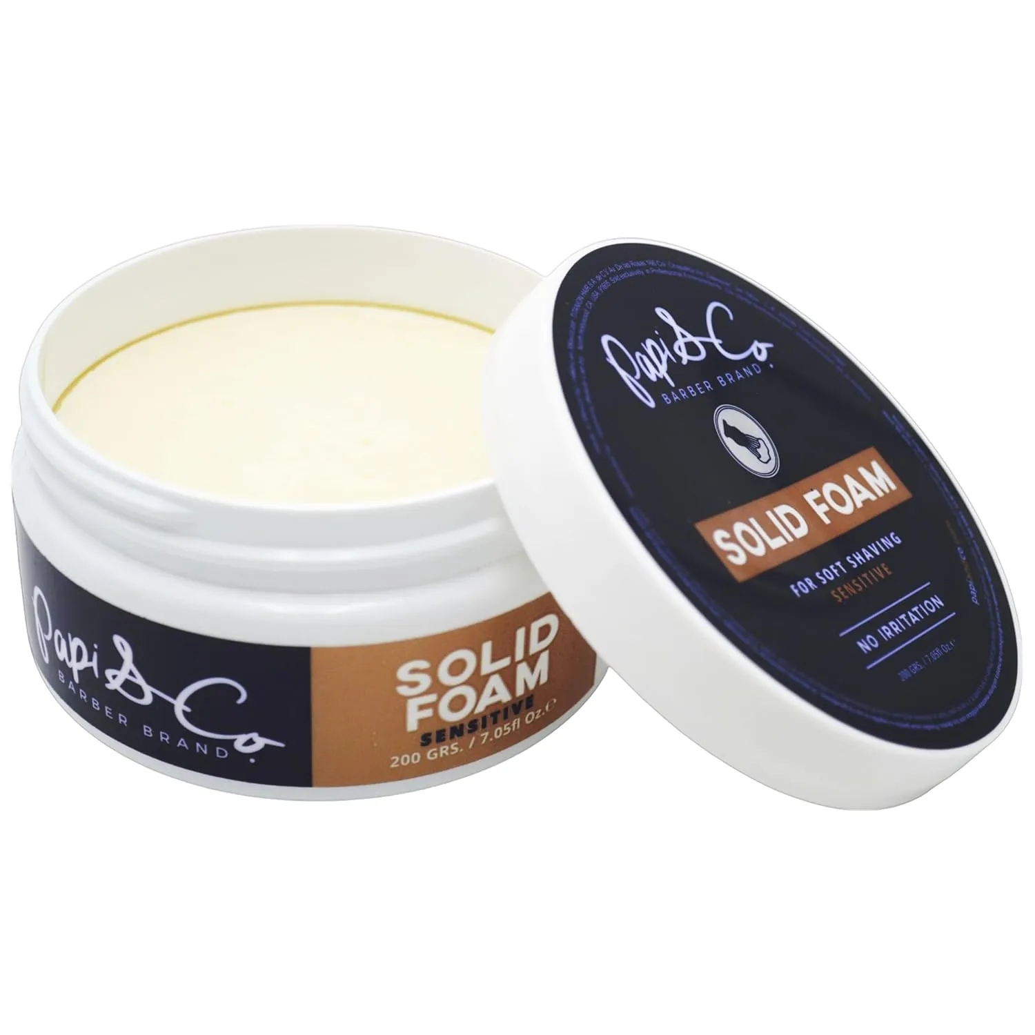 Papi & Co. Head & Beard Soft Shaving Solid Foam – Lightly Scented Shaving Foam – Travel Size, No Mess, Easy to Use – Smooth, Comfortable Shave – Classic Grooming Essential for a Clean, Fresh Look