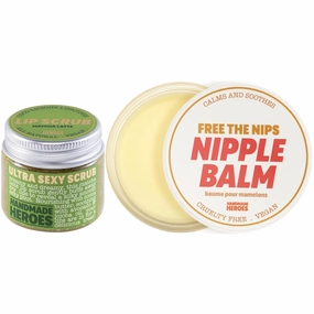 Perfect Pair for Nourished Lips and Soothed Nipples - Lip Scrub Matcha Latte and 100% Natural and Vegan Nipple Balm with Calendula Extract