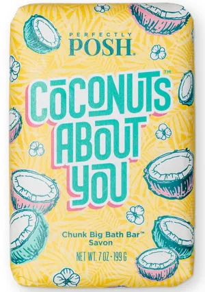 Perfectly Posh - Coconuts About You Soap - Nourishing and Hydrating Soap with Coconut & Tropical Fragrance - for Moisturizing Bath Time - 7oz