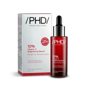 /PHD/ 10% Vitamin C Brightening Serum | For Glowing skin, Oily skin and Dry skin | Dark Spots and Uneven Tone Treatment | Face serum for Women & Men | Formulated with Global Dermatologists | 30ml.