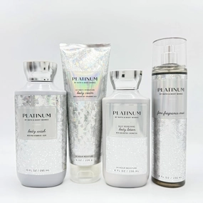 Platinum Bath & Body 4-Piece Bundle | Body Wash, Ultimate Hydration Body Cream, Daily Nourishing Body Lotion and Fine Fragrance Mist