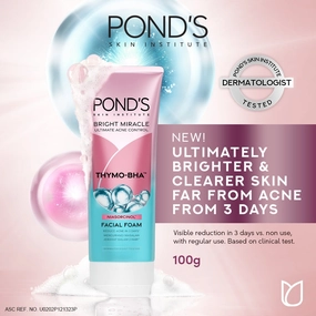 Pond's Bright Miracle Ultimate Acne Control Thymo-BHA (Niasorcinol) Facial Foam 100g