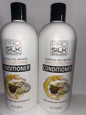 Pro Silk Salon Moisturizing Conditioner - Oil Infused with Shea Butter & Coconut Butter 32 fl oz (Set of 2)